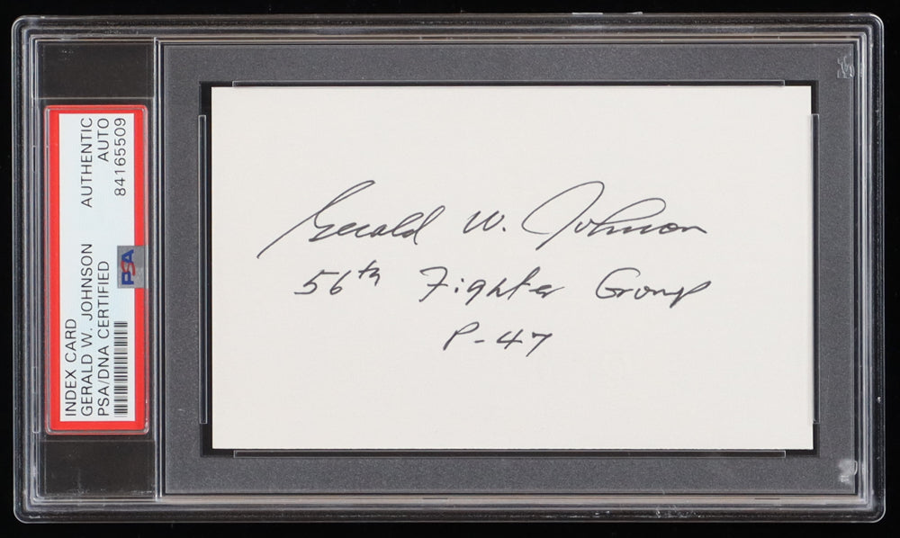 Gerald W. Johnson Signed 3x5 Cut (PSA Encapsulated) - US Air Force WWII