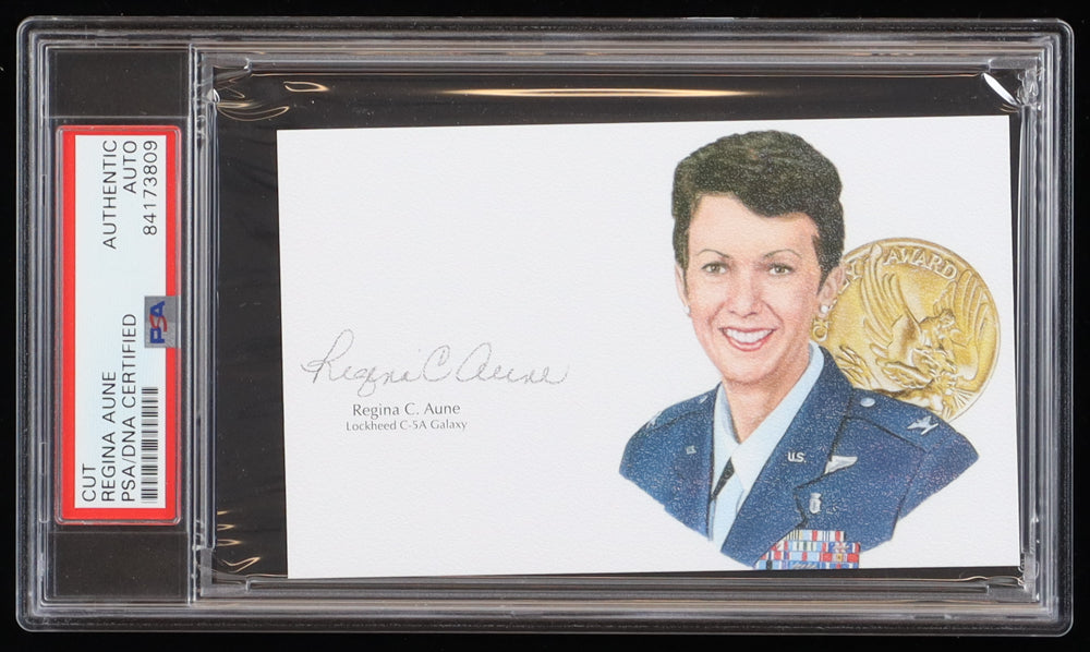 Regina Claire Aune Signed 3x5 Cut (PSA) - US Air Force- Vietnam War