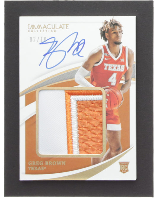 Greg Brown III 2021-22 Immaculate Collection Premium Patch Autographs Gold #86 - Serially Numbered #2 / 10 - Rookie Card