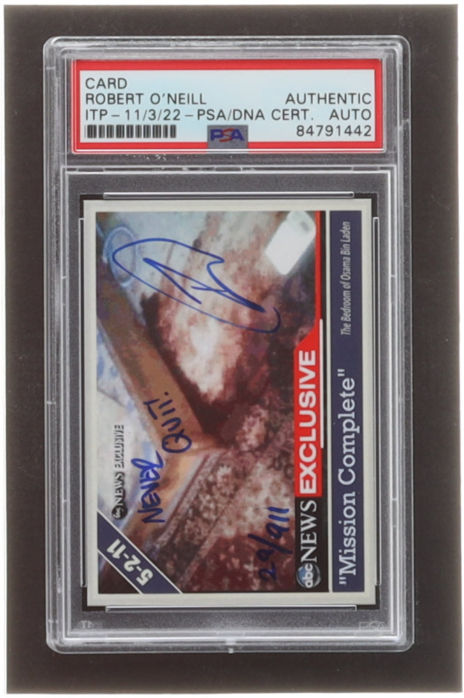 Robert J. O'Neill Signed LE Trading Card Inscribed "Never Quit!" (PSA) PSA in-the-Presence | Limited Edition #29 / 911