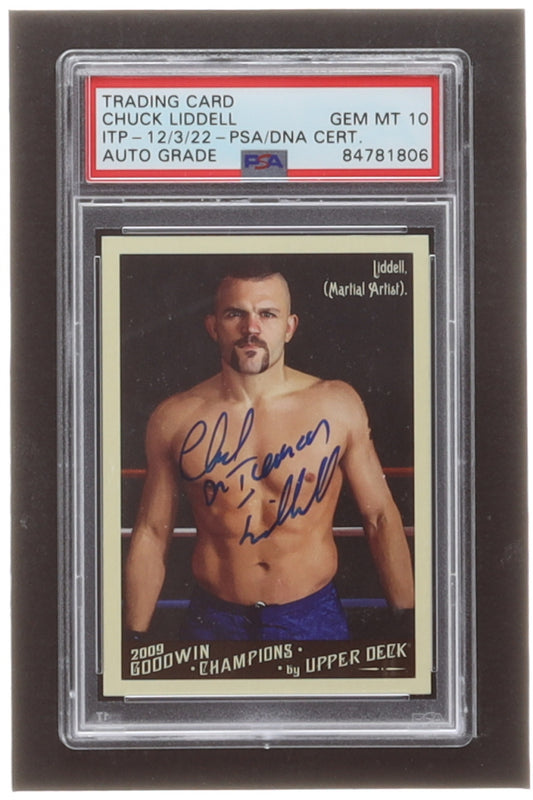 Chuck Liddell Signed 2009 Upper Deck Goodwin Champions #70 Inscribed The Iceman PSA in-the-Presence - Autograph Graded (PSA) 10 - Rookie Card