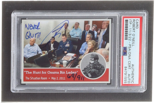 Robert J. O'Neill Signed LE Trading Card Inscribed "Never Quit!" - PSA in-the-Presence | Limited Edition # / 911