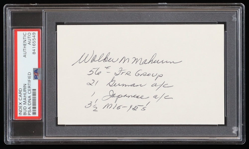 Walker Melville ‘Bud’ Mahurin Signed 3x5 Cut (PSA) - US Air Force WWII