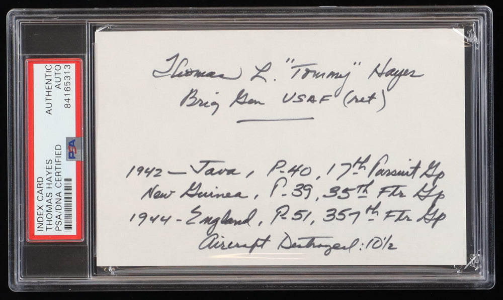 Thomas Lloyd Hayes Signed 3.5x5.5 Cut With Extensive Inscription (PSA Encapsulated) - U.S. Air Force WWII