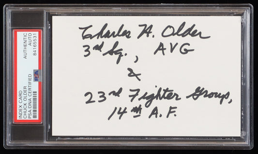 Charles Herman Older Signed 3.5x5.5 Cut (PSA) - US Air Army Forces WWII