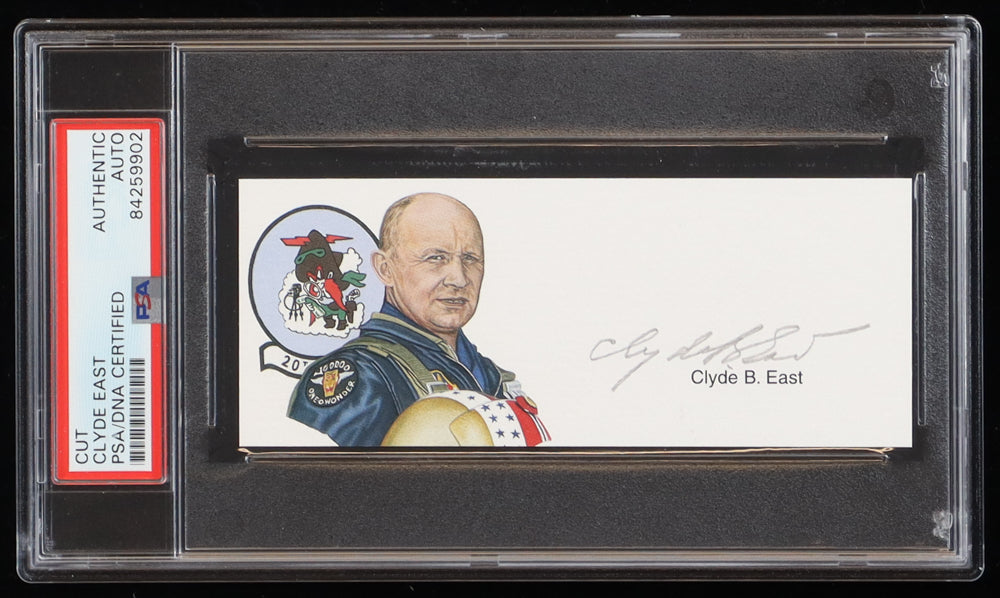 Clyde B. East Signed 1.75x5 Cut (PSA) - US Army Air Forces WWII