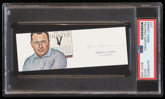 Ernest K. Gann Signed 1.75x5 Cut (PSA Encapsulated) - American Aviator and Author