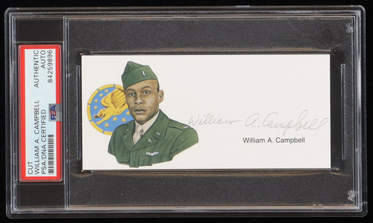 William A. Campbell Signed 2.25x5 Cut (PSA) - US Air Army Force WWII