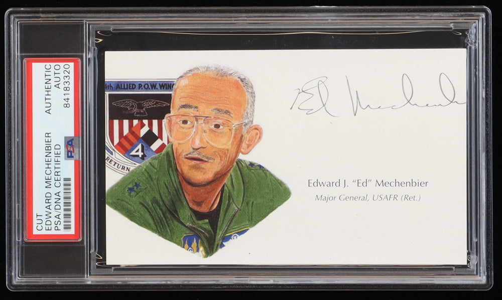 Edward J. Mechenbier Signed 3.25x5.5 Cut (PSA) - US Air Force - Major General