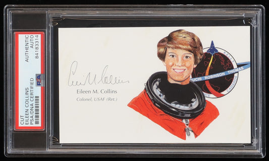 Eileen Collins Signed 3.25x5.5 Cut (PSA) - US Air Force and NASA Astronaut