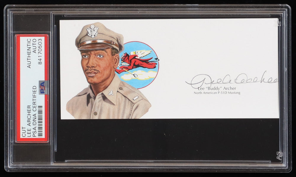 Lee Archer Signed 2.5x5.5 Cut (PSA) - US Air Force WWII