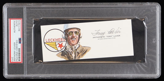 Tony LeVier Signed 2.5x5.5 Cut (PSA) - Air Racer - XP-80A Shooting Star