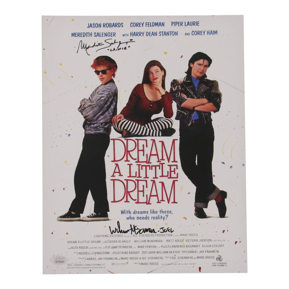 Meredith Salenger & William McNamara Signed (JSA) "Dream a Little Dream" 11x14 Movie Poster Photo Inscribed "Joel" & "Lainie"