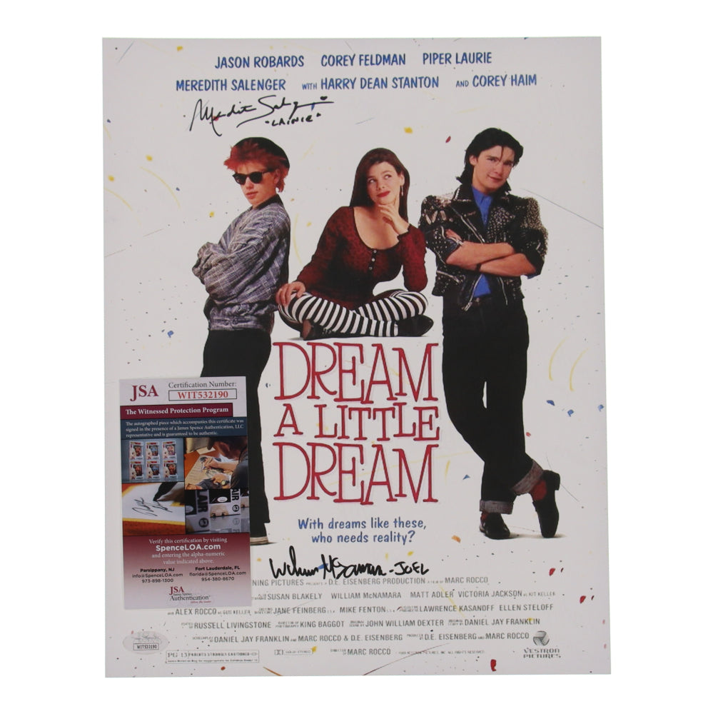 Meredith Salenger & William McNamara Signed (JSA) "Dream a Little Dream" 11x14 Movie Poster Photo Inscribed "Joel" & "Lainie"