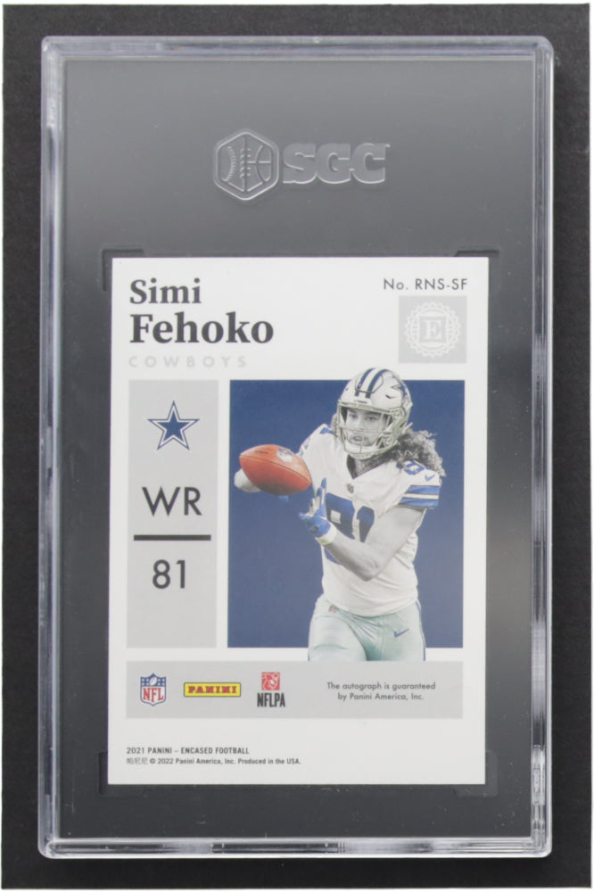 Simi Fehoko 2021 Panini Encased Rookie Notable Signatures Sapphire #RNSSF #18/35 - Card graded (SGC) 10 - Autograph Graded (SGC) 10 - Rookie Card