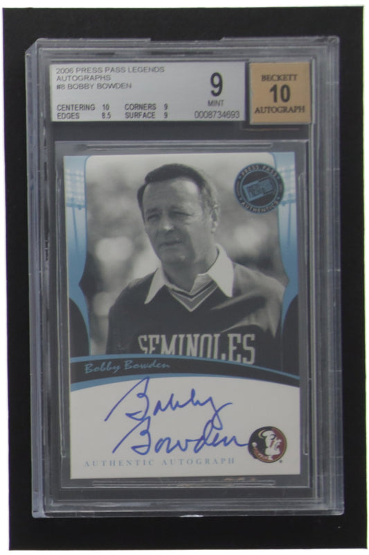 Bobby Bowden 2006 Press Pass Legends Autographs #8 (BGS 9) Autograph Graded Beckett (BGS) 10