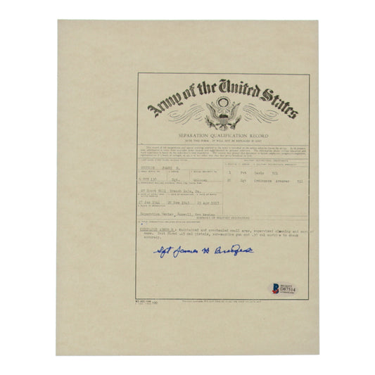 James L. Bridges Signed (Beckett) 8.5x11 Document Copy - Served in the Navy during WWII - USS Arizona - Pearl Harbour- Killed in Action