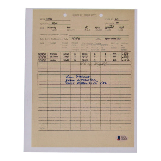 William Barney Signed (Beckett) 8.5x11 WWII Document Copy With Inscription "Radio Operator Next Objective V86"