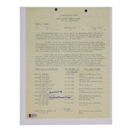 Jack Widowsky & Franklin Bernard Wimer Signed (Beckett) 8.5x11 WWII Document Copy