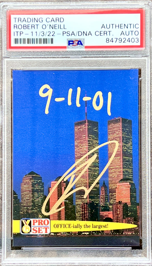 Robert J. O'Neill Signed OFFICE-ially the Largest 1992 Pro Set Guinness Book of Records #26 Inscribed "9-11-01" (PSA) PSA in-the-Presence