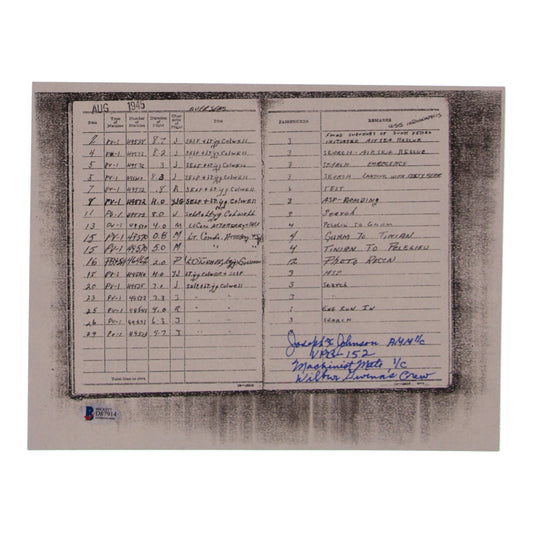 Joseph I. Johnson Signed (Beckett) 8.5x11 WWII Document Copy with Service Record Inscription