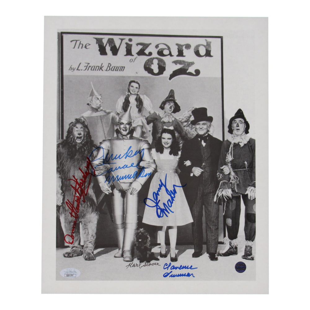 "The Wizard of Oz" 11x14 Photo Signed (JSA) By (5) with Karl Slover, Mickey Carroll, Jerry Maren, Donna Stewart Hardway with Multiple Inscriptions - "Munchkin" Actors