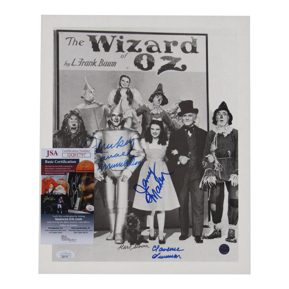 "The Wizard of Oz" 11x14 Photo Signed (JSA) By (5) with Karl Slover, Mickey Carroll, Jerry Maren, Donna Stewart Hardway with Multiple Inscriptions - "Munchkin" Actors