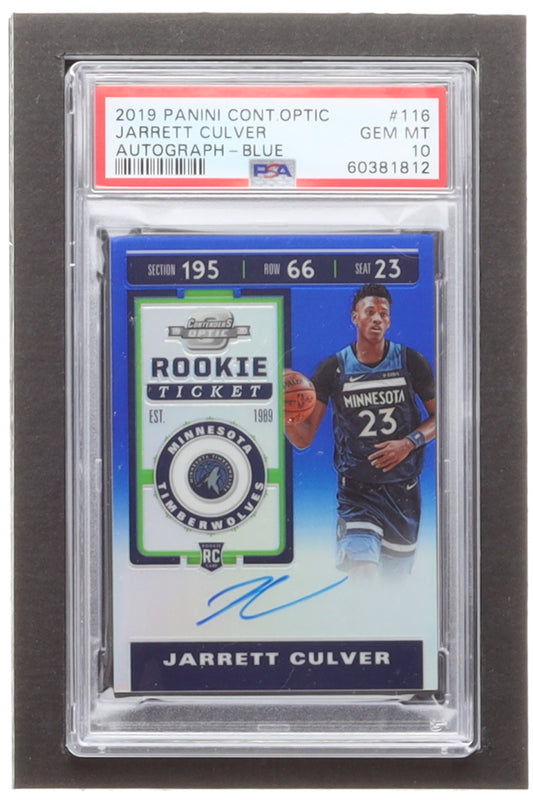 Jarrett Culver 2019-20 Panini Contenders Optic Blue #116 Autograph - (PSA)10 - Serially Numbered #72 / 99 - Rookie Card