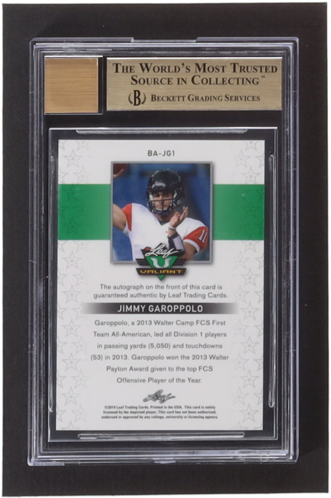 Jimmy Garoppolo 2014 Leaf Valiant Draft #BAJG1 (BGS) 10 - Autograph Graded Beckett (BGS) 10 - Rookie Card