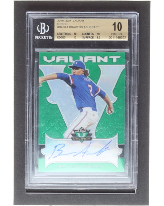 Braxton Ashcraft 2018 Leaf Valiant Green #BABA1 #64/99 (BGS) 10 - Autograph Graded Beckett (BGS) 10 - Rookie Card