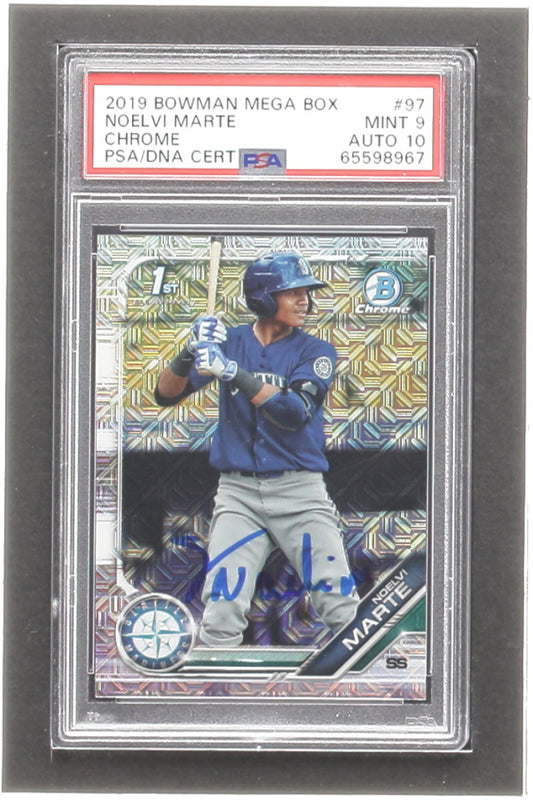 Noelvi Marte Signed 2019 Bowman Chrome Mega Box Prospects #BCP97 (PSA 9) Autograph Graded PSA 10 -  Rookie Card