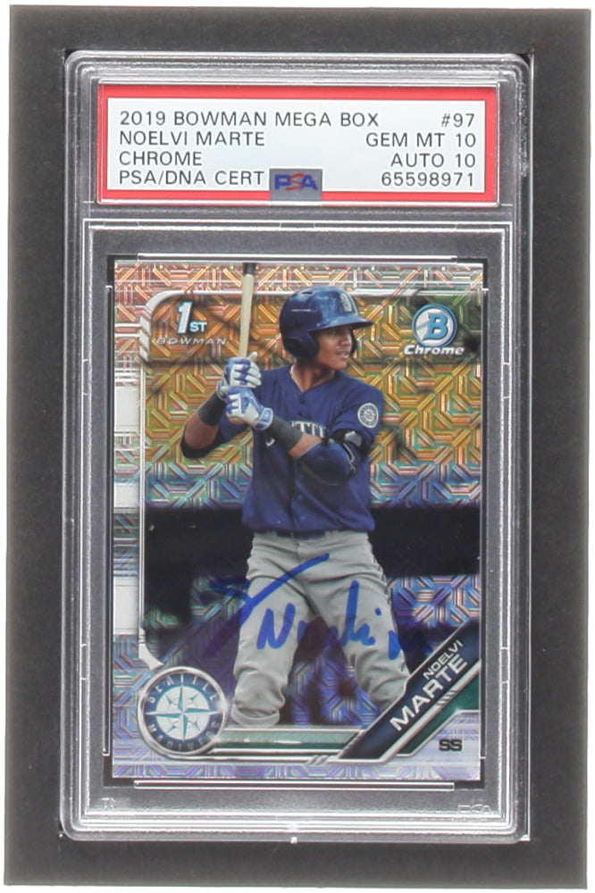 Noelvi Marte Signed 2019 Bowman Chrome Mega Box Prospects #BCP97 (PSA 10) Autograph Graded PSA 10 - Pop 5 - Rookie Card