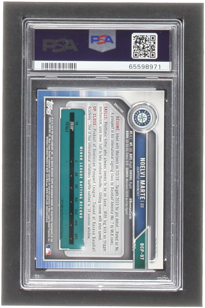 Noelvi Marte Signed 2019 Bowman Chrome Mega Box Prospects #BCP97 (PSA 10) Autograph Graded PSA 10 - Pop 5 - Rookie Card