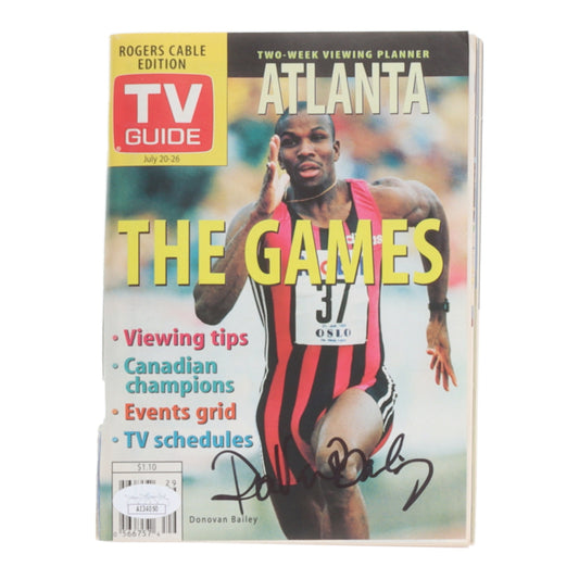 Donovan Bailey Signed (JSA) 1996 "TV Guide" Program Planner - 1996 Olympic Gold Medalist