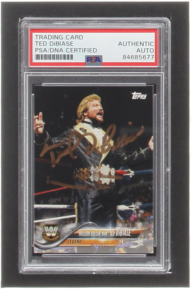 Ted DiBiase Signed 2018 Topps WWE Then Now Forever #196 "Million Dollar Man" (PSA)