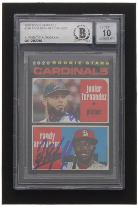 Randy Arozarena / Junior Fernandez 2020 Topps Heritage #216 RC (BGS) Autograph Graded (BGS) 10 | Rookie Card