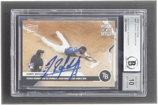 Randy Arozarena Signed 2020 Topps Now #467 - Autograph Graded Beckett (BGS) 10 - Rookie Card