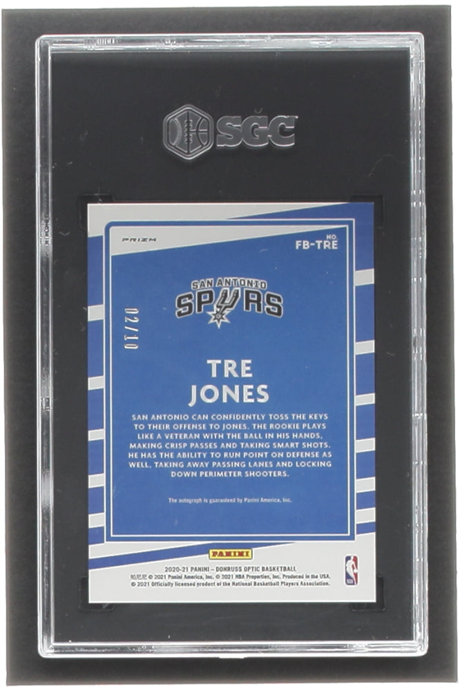 Tre Jones 2020-21 Donruss Optic Fast Break Signatures Gold #88 #2/10 (SGC 10) - Autograph Graded (SGC) 10 - Rookie Card