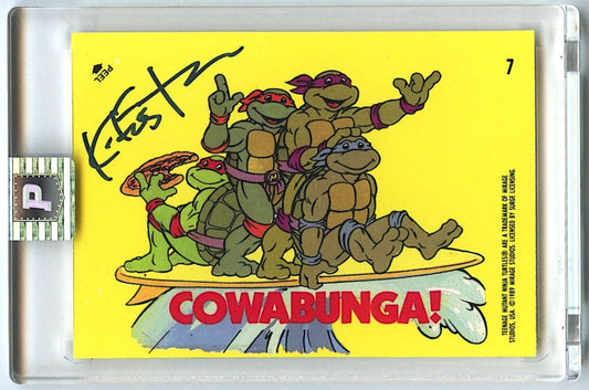 Kevin Eastman Signed 1989 Topps TMNT Series 1 Stickers #7 Cowabunga! (PA Encapsulated) - Co-Creator of Teenage Mutant Ninja Turtles