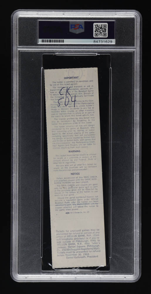 Pete Rose Signed 1983 World Series Game 3 Ticket Stub Inscribed "4256" - Autograph Graded PSA 10