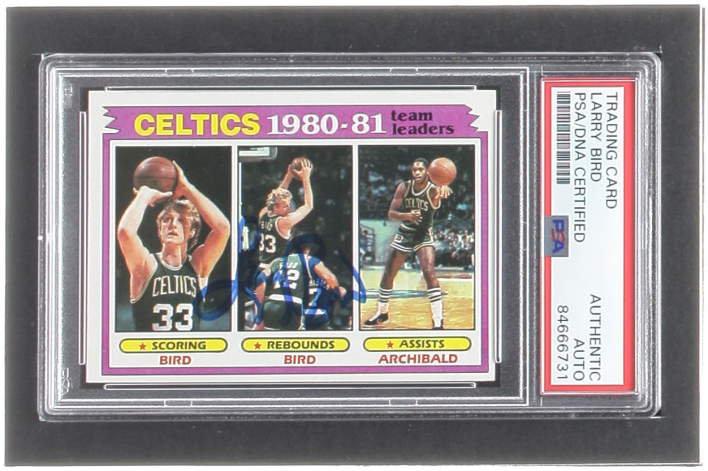 Larry Bird Signed Larry Bird / Nate Archibald 1981-82 Topps #45 TL (PSA)