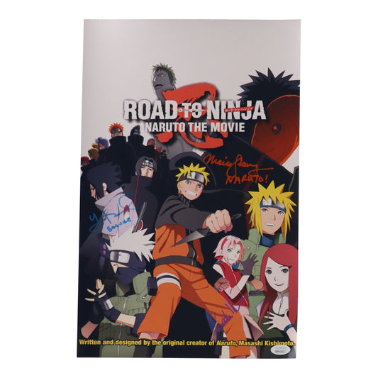 Yuri Lowenthal, Kate Higgins & Maile Flanagan Signed (JSA) "Road to Ninja: Naruto the Movie" 11x17 Photo with Inscriptions - JSA Witnessed