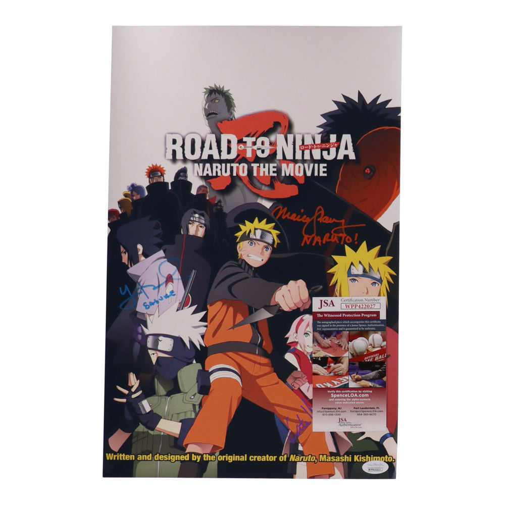 Yuri Lowenthal, Kate Higgins & Maile Flanagan Signed (JSA) "Road to Ninja: Naruto the Movie" 11x17 Photo with Inscriptions - JSA Witnessed