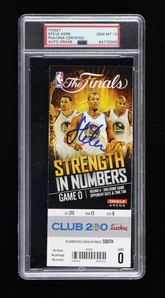 Steve Kerr Signed 2015 "The Finals" Ticket (PSA) Autograph Graded PSA 10