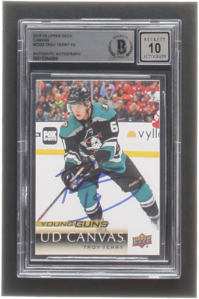 Troy Terry Signed 2018-19 Upper Deck Canvas #C233 YG - Autograph Graded BGS 10 - Rookie Card