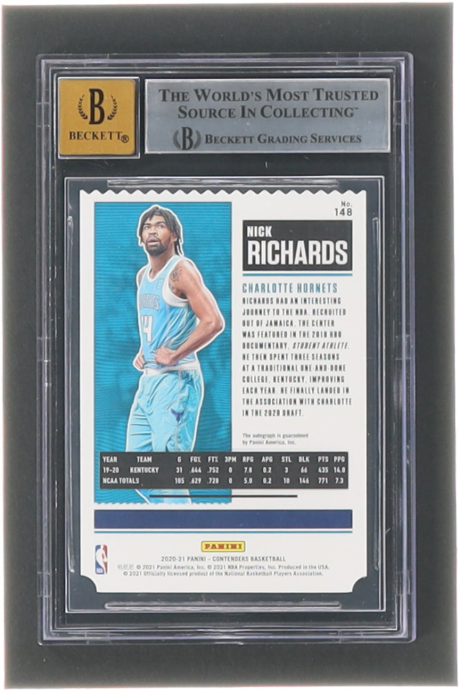 Nick Richards 2020-21 Panini Contenders Ticket Stub #148 Autograph #13/14 RC (BGS 7.5) - Serially Numbered #13 / 14 - Autograph Graded (BGS) 10 - Rookie Card