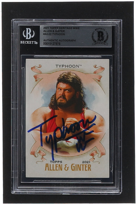 Typhoon Signed 2021 Topps Heritage WWE Allen and Ginter #AG22 (BGS)