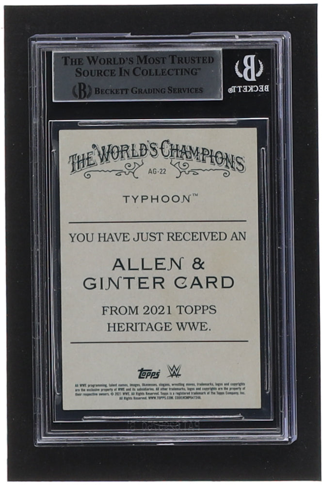 Typhoon Signed 2021 Topps Heritage WWE Allen and Ginter #AG22 (BGS)