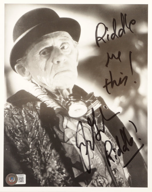 Frank Gorshin Signed (Beckett) 8x10 Photo Inscribed "Riddle me this!" - "The Riddler"