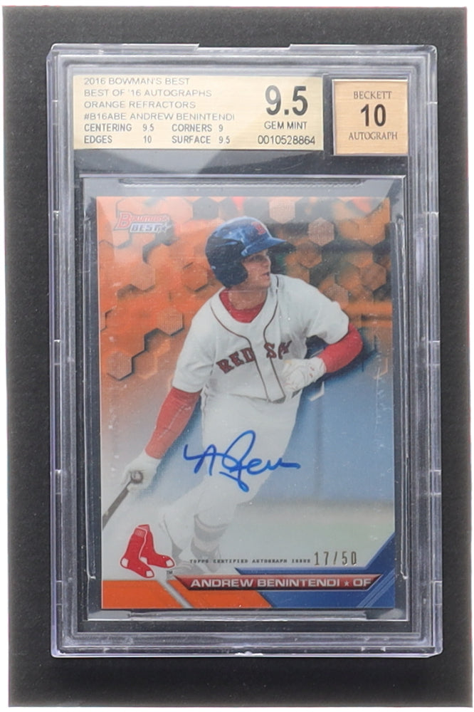 Andrew Benintendi 2016 Bowman's Best of '16 Autographs Orange Refractors #B16ABE (BGS 9.5) Serially Numbered #17 / 50 | Autograph Graded Beckett (BGS) 10 - Rookie Card